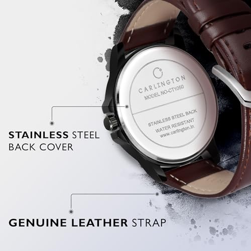 Carlington Analog Watches for Men with Leather Strap - CT 1050 - Image 2