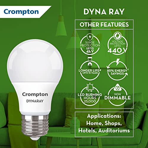 Crompton Dyna Ray 5W Round E27 LED Warm White Pack of 1 - Image 2