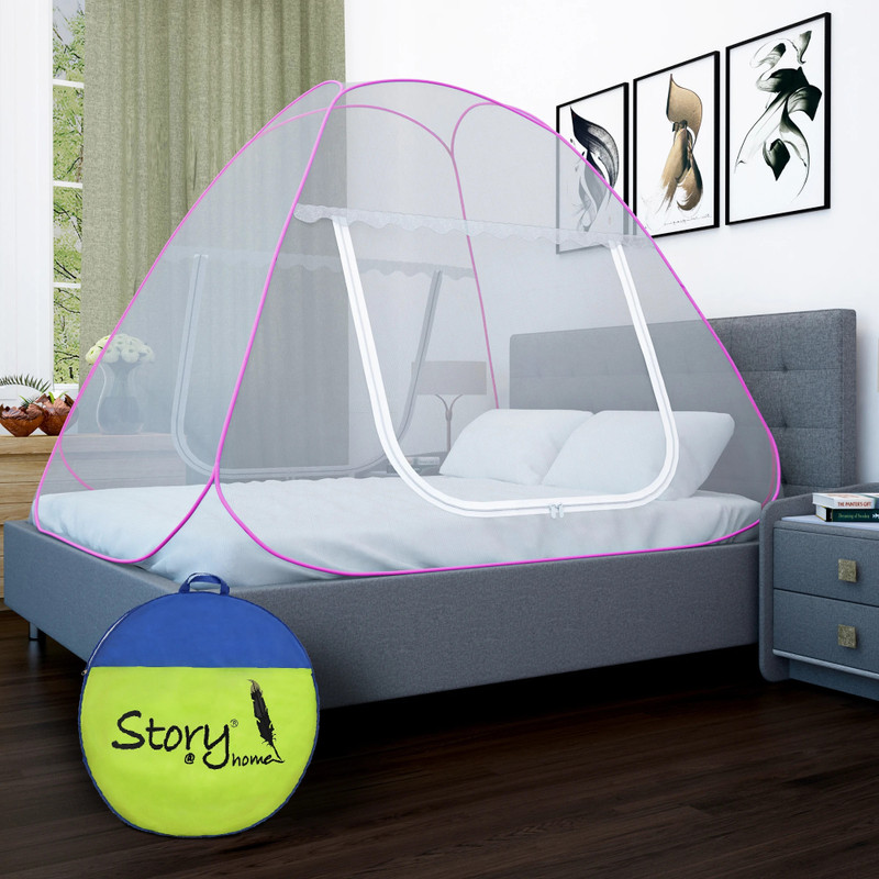 Story@home Mosquito Net Polyester Washable Adults Mosquito Net(Pink, Tent)