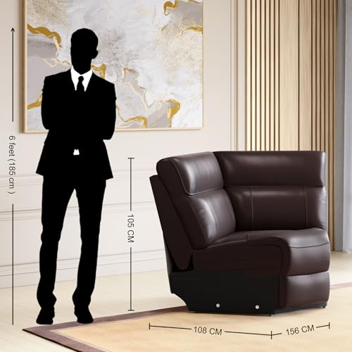 Home Centre Stockholm Half Leather 1-Seater Wedge Recliner - Brown - Image 2