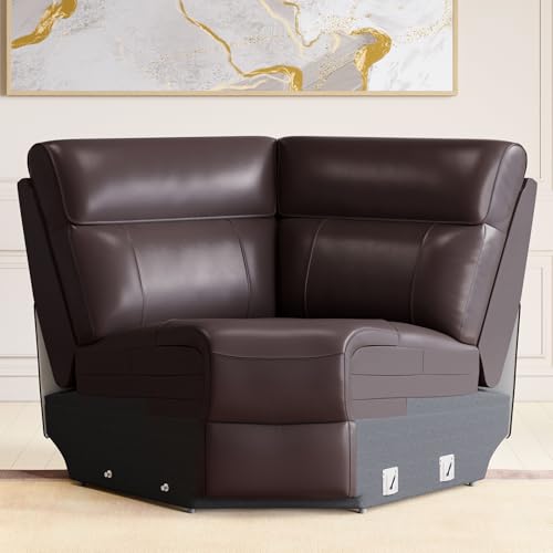 Home Centre Stockholm Half Leather 1-Seater Wedge Recliner - Brown - Image 3