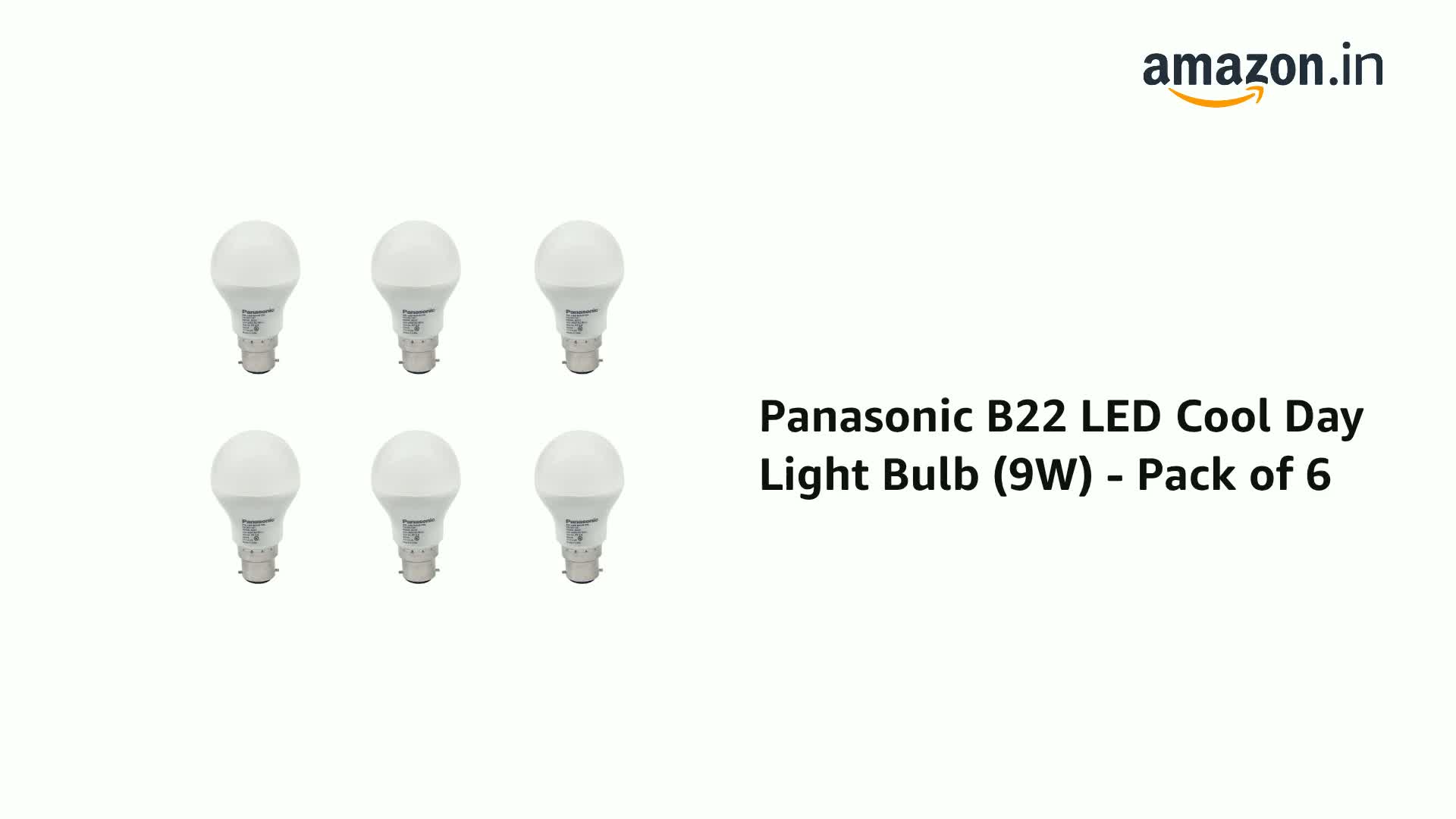 Panasonic B22 LED Cool Day Light Bulb (9W) - Pack of 6 - Image 2