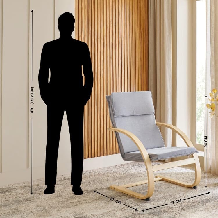 Home Centre Paulo Fabric Accent Chair - Grey - Image 2