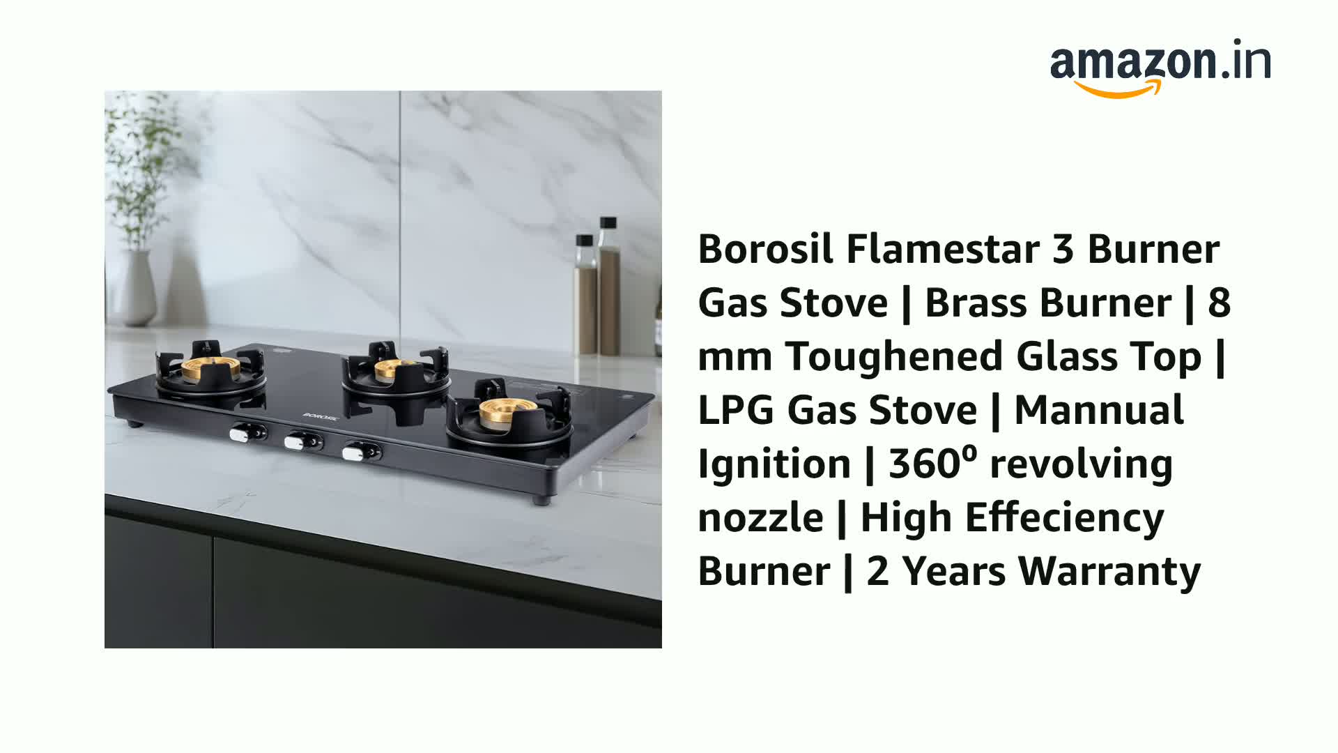 Borosil Flamestar 3 Brass Burner