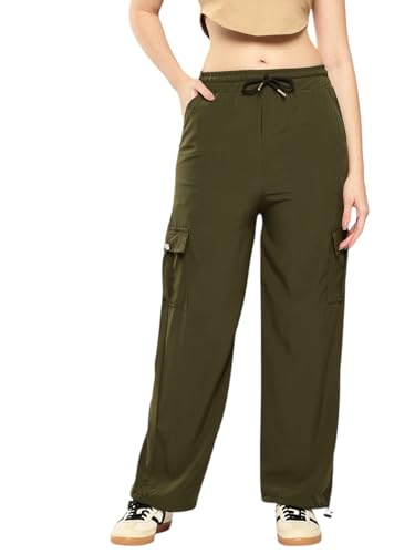 Aarika Womens Casual Wear Black Colour Solid Crep Cargo Pant