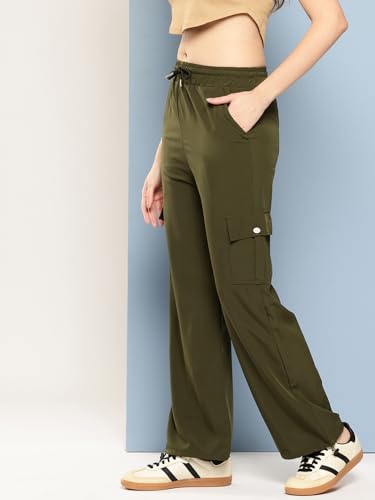Aarika Womens Casual Wear Black Colour Solid Crep Cargo Pant - Image 2
