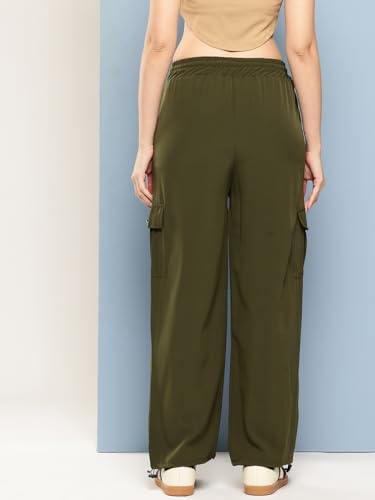 Aarika Womens Casual Wear Black Colour Solid Crep Cargo Pant - Image 3