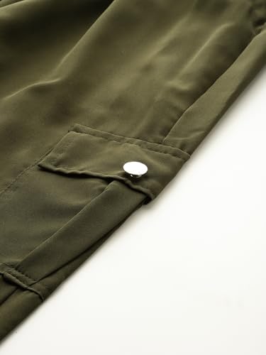 Aarika Womens Casual Wear Black Colour Solid Crep Cargo Pant - Image 7