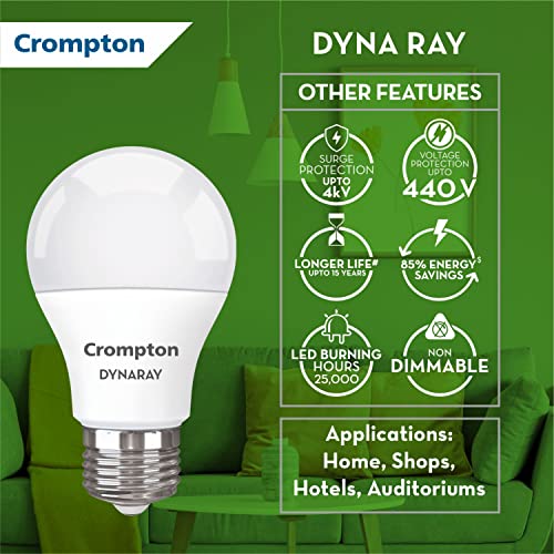 Crompton Dyna Ray 7W Round E27 LED Warm White Pack of 8 - Image 3