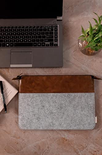 OON Felt Laptop Sleeve - Zipper-15 Inch,Pearl White Grey,OLS 33-W02-15 - Image 3