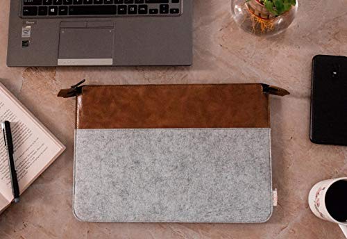 OON Felt Laptop Sleeve - Zipper-15 Inch,Pearl White Grey,OLS 33-W02-15 - Image 4
