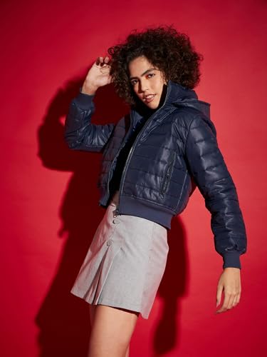 SASSAFRAS Women Hooded Crop Bomber Jacket - Image 4
