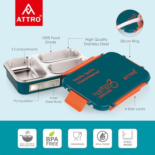 ATTRO Hot-Meal 3 Insulated Lunch