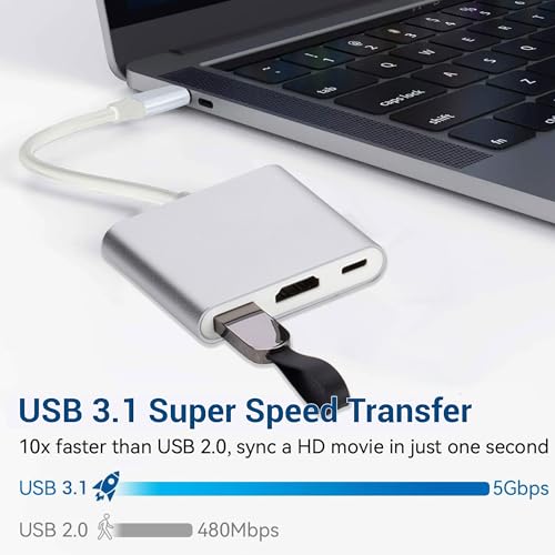 Booster 301 USB 3.1 Type-C to HDMI/USB3.0/Type-C Adapter - White - Image 4