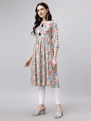 OBF Women's Rayon Printed Anarkali Kurti_Multicolour - Image 3