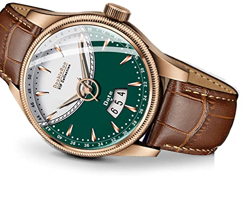 3D Glass Date Display Dial Leather Belt Analog Watch - for Men