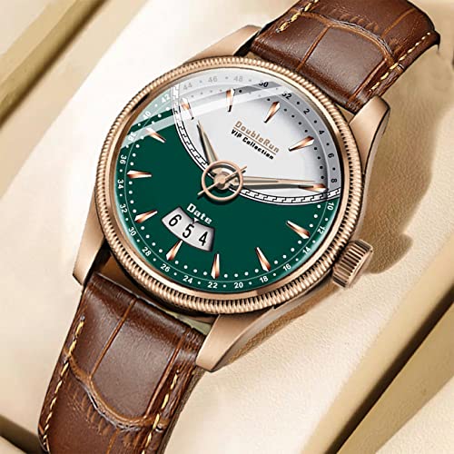 3D Glass Date Display Dial Leather Belt Analog Watch - for Men - Image 3