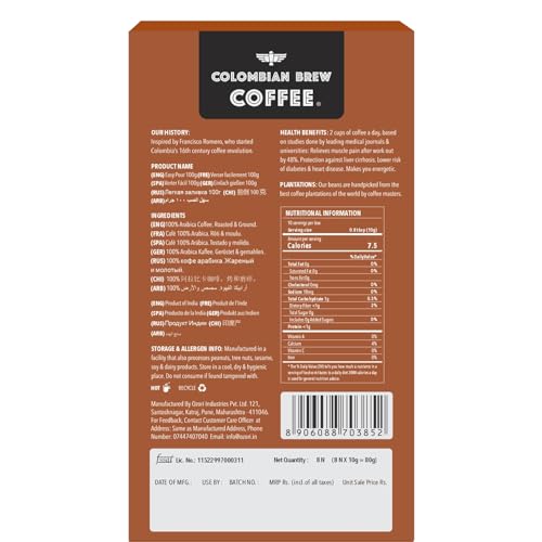 Colombian Brew Coffee Original Easy Pour 10 Bags, 100g - Image 2