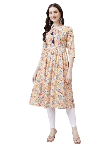 OBF Women's Rayon Printed Anarkali Kurti_Multicolour