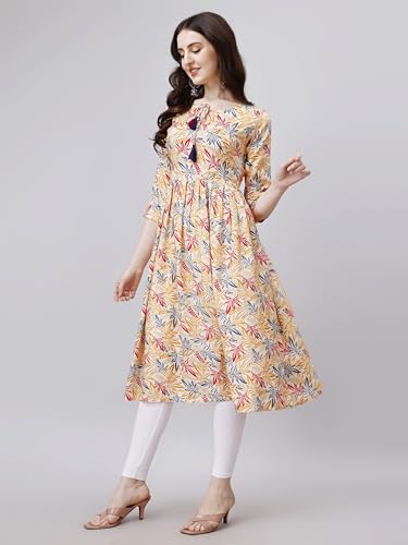 OBF Women's Rayon Printed Anarkali Kurti_Multicolour - Image 2