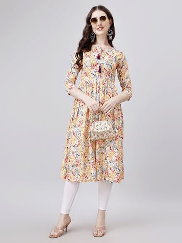 OBF Women's Rayon Printed Anarkali Kurti_Multicolour - Image 3