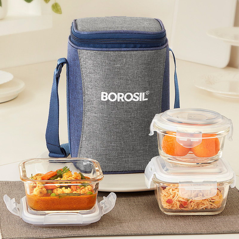 BOROSIL Alora Borosilicate Glass Lunchbox