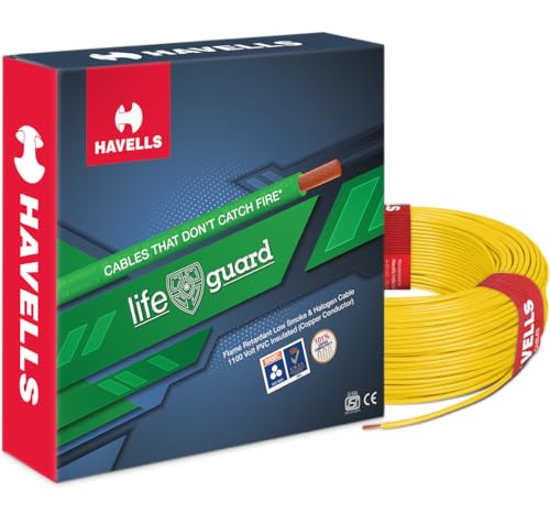 Havells Lifeguard Cable WHFFFNYL16X07 6 sq mm Wire (Yellow)
