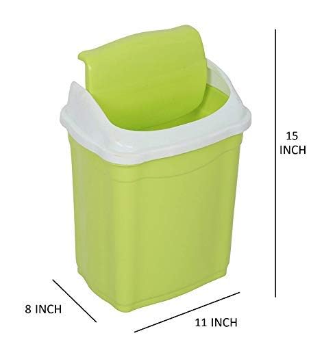 ARISTO Small Plastic Swing Dustbin,16 Ltr (Green) - Image 3