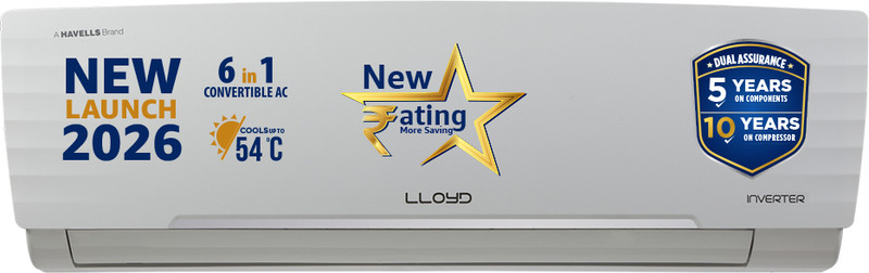 Lloyd 2026 Model 1 Ton 3 Star Split Inverter AC(GLS12I3AGGSR, White)