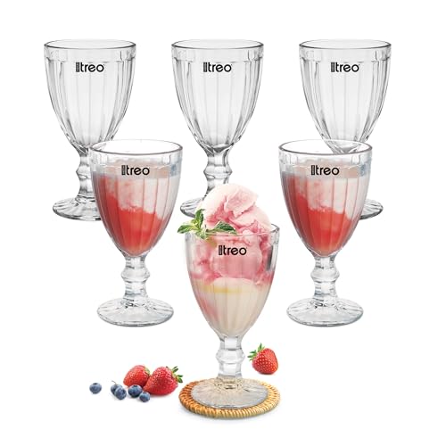 Treo by Milton Glace Goblet 300 ml I Tall Dessert Bowls with Wide Mouth for Easy scooping Ideal for Serving Sundaes ice Cream or Layered Desserts I for cafes, Parties, or Treats at Home I Set of 6