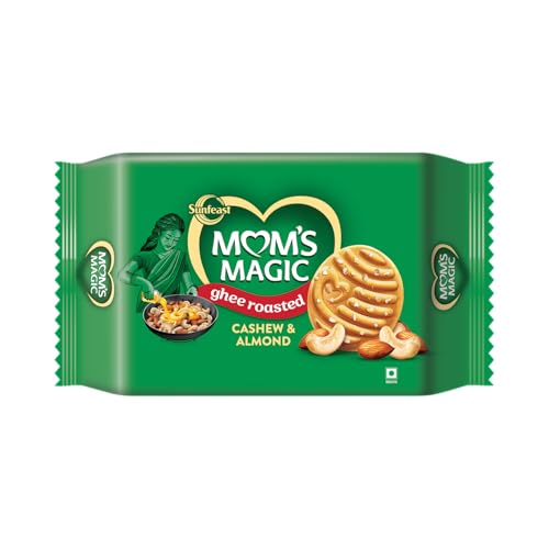 Mom's Magic Sunfeast Rich Cashew Almond Cookies Ghee roasted |Roasted Cashew Almond Biscuits 560 Gms/584 Gms /544Gms [Weight may vary]