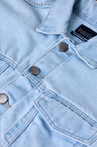 SNITCH Revolution Light Blue Cropped Printed Denim Jacket - Image 4