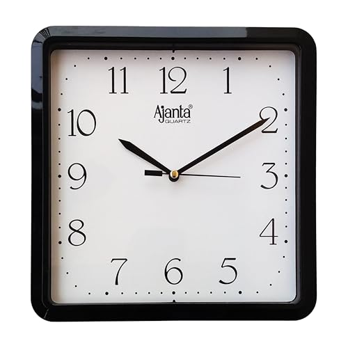 Ajanta Plastic Abstract Analog Wall Clock (21.6 Cm X 21.6 Cm X 3.2 Cm, Black)