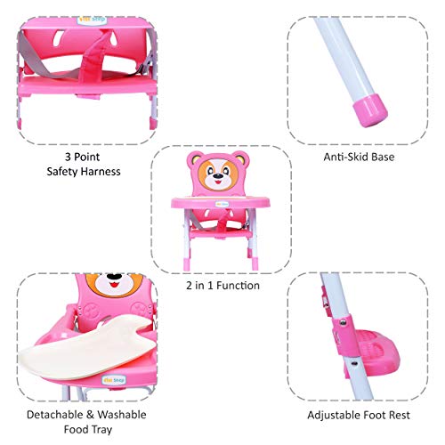 1st Step 2 in 1 Convertible High Chair Cum Booster Seat (Pink) - Image 5