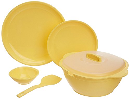 Signoraware Round Plastic Dinner Set, 21 Pieces, Lemon Yellow - Image 3