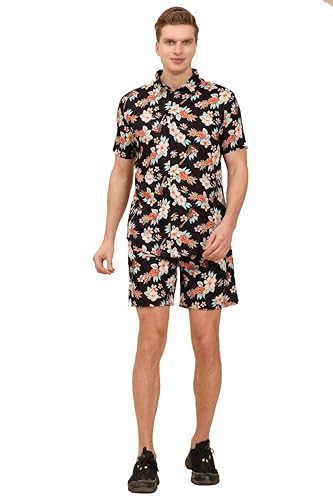 Mens Printed Casual Shirts and Shorts Set Button Down Co-ord Set