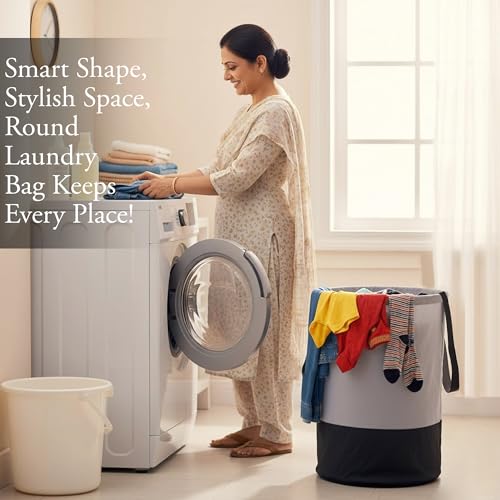 GLUN® Round Laundry Bag, Gray