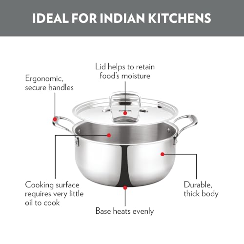 Borosil Cookfresh Tri-ply Casserole 18cm