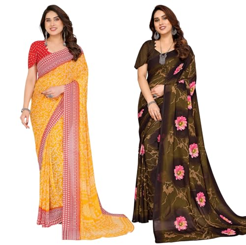 KASHVI SAREES Women's Printed Georgette
