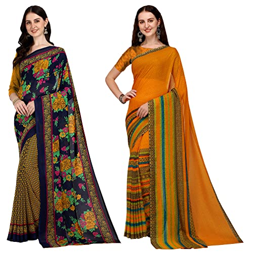 Sarees Printed Georgette Saree with Blouse Piece (COMBO_VNS_1107_2_1164_2)