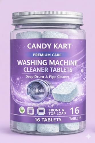 16 Pcs Lavender scented Washing Machine Deep Cleaner Descaler Tablets for All Front and Top Load Machines, with Descaling and Stain-Removing Power (Pack of 16)