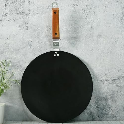 Add2Cart 25.4 cm Wooden Handle Iron Concave Tawas, Roti Tawas, and Dosa Tawas