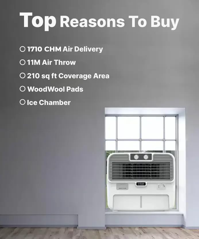 HINDWARE SMART APPLIANCES SLUSH 52L Window Air Cooler, White - Image 4