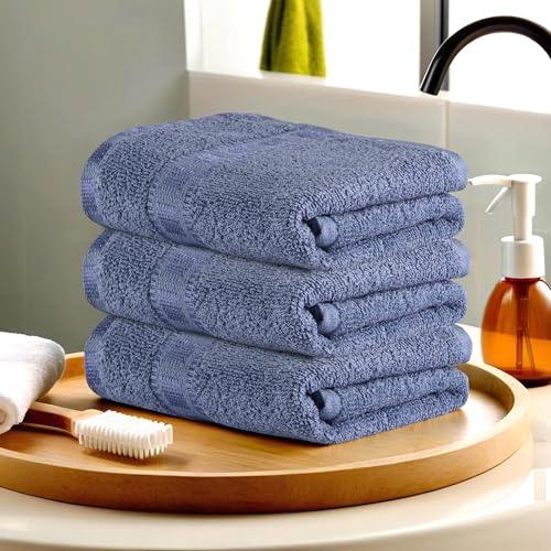 Urbane Home Pack of 3 Cotton Hand/Face Towels for Men & Women | Easily Washable | Workout Gym Napkins for Men | Pocket Towel - Dark Blue