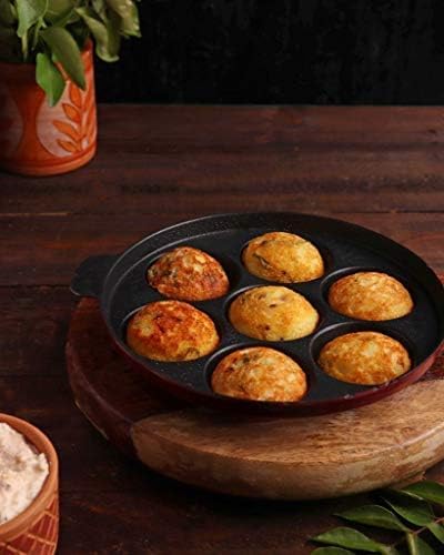 Non-Stick Aluminium Appam Patra 7 Cavity, Red, Standard - Image 2