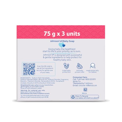 Johnson & Johnson Baby Soap 75g (Pack of 3) - Image 3