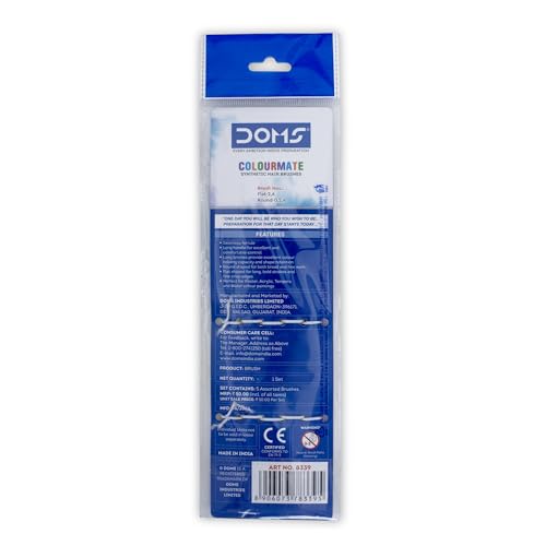 DOMS Colourmate Synthetic Paint Brush Set (Flat & Round) - Image 3