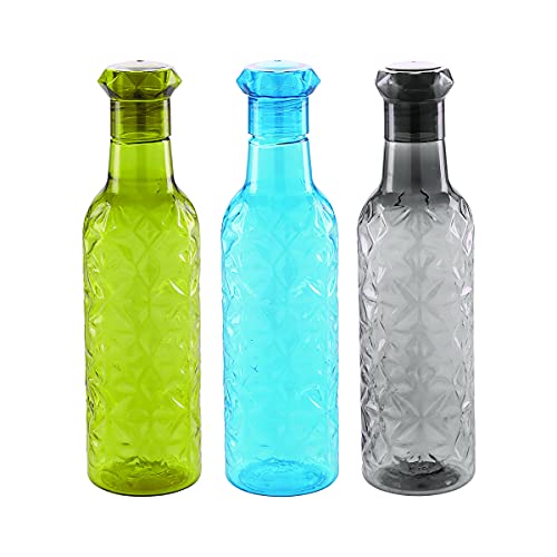 Attro Iceberg Unbreakable PET Fridge Water Bottle,Set of 3,1000 ml,Multicolor