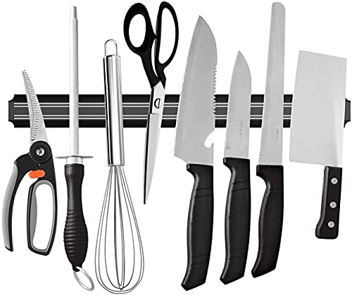 Crasts Magnetic Knife Holder Rack for Kitchen (Black)