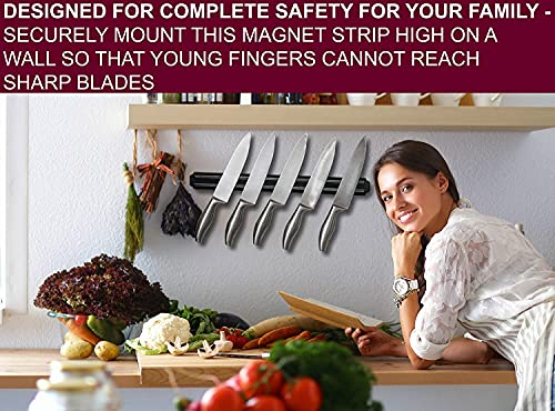 Crasts Magnetic Knife Holder Rack for Kitchen (Black) - Image 3